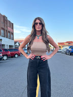 DARK TAUPE RIBBED TUBE TOP