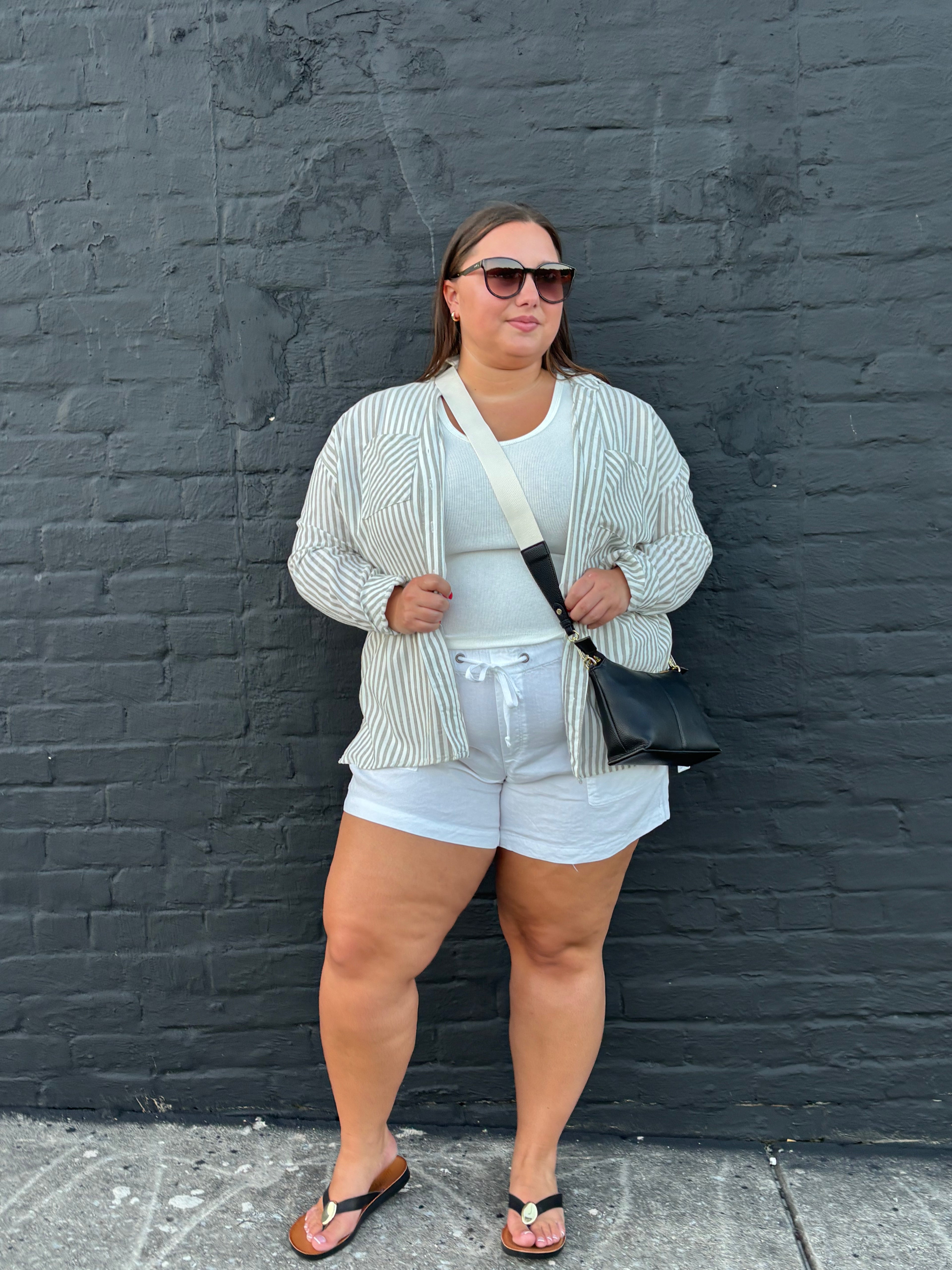 White KATANA HIGH RISE SHORT DRAWSTRING W/PORKCHOP PKTS