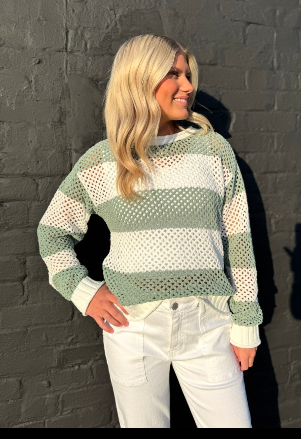CREAM LIGHT OLIVE FLORIANA SWEATER