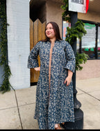 FLORAL 3/4 SLEEVE MIDI DRESS