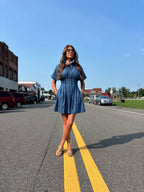 KUT Francesca Dolman Sleeve Button-Up Shirtdress