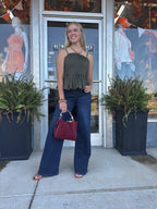 ARMY SPAGHETTI STRAP PEPLUM TOP – ENTRO
