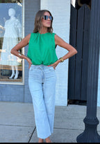 HIDDEN TIE WAIST LT DENIM STRAIGHT