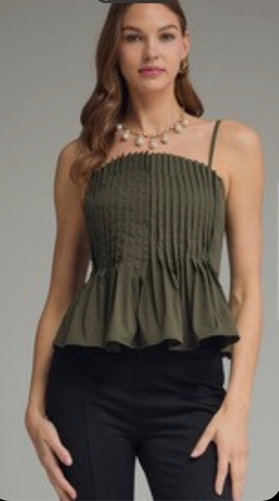 ARMY SPAGHETTI STRAP PEPLUM TOP