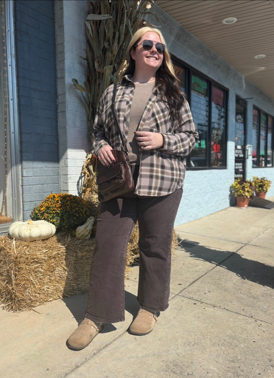 [PLUS]GREIGE CAMPBELL OVERSIZED FLANNEL SHIRT