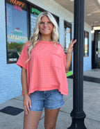Coral Dolman Sleeve Textured Knit Casual Top