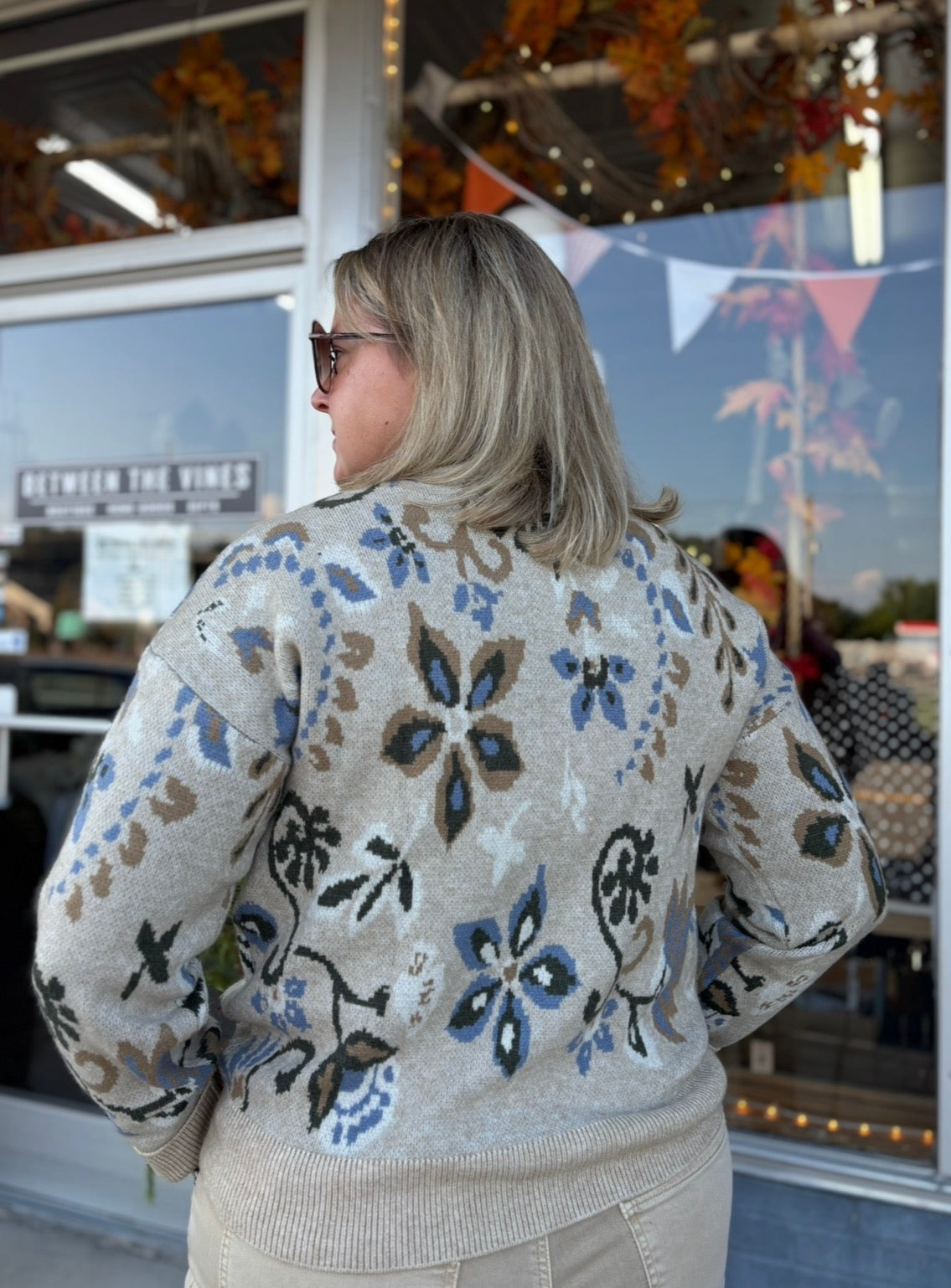 Barley Floral Half Zip Up Sweater