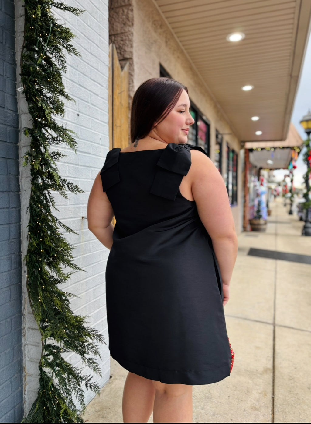 Alani Bow Trapeze Mini Dress: Black
