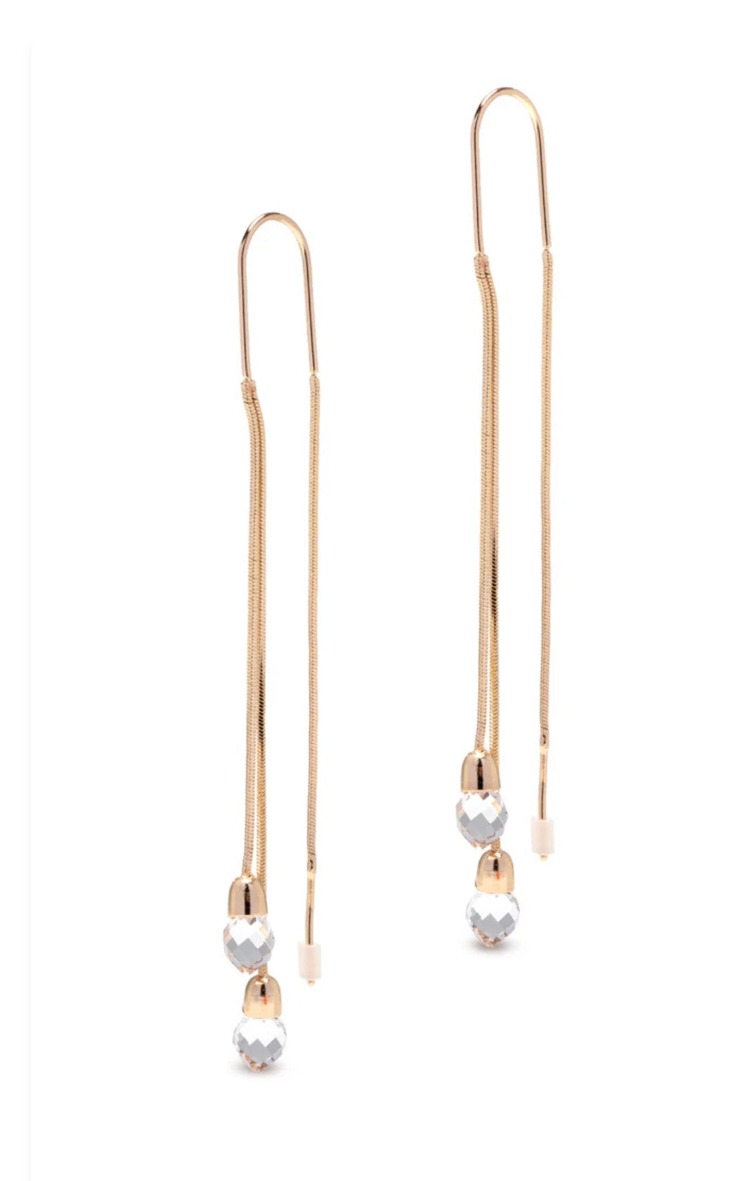 GOLD DANGLE EARRING W/CLEAR STONES