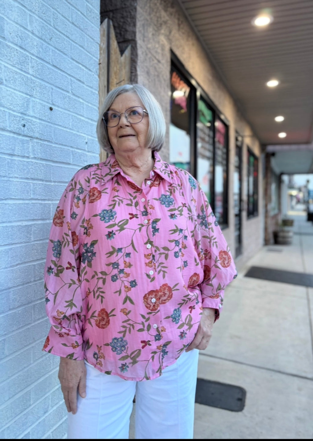 Pink Tencel Floral Blouse