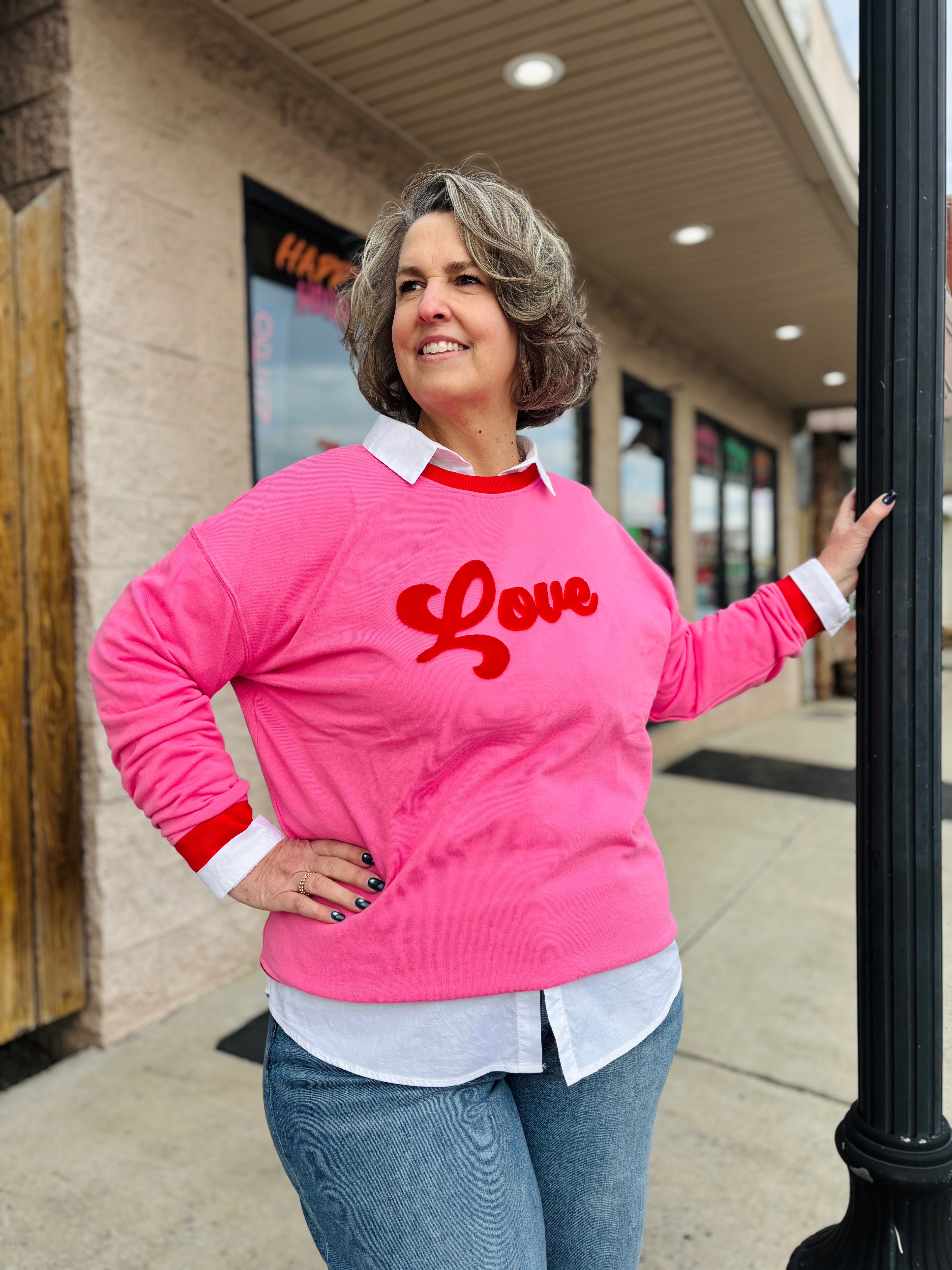 "LOVE" SWEATSHIRT, PINK