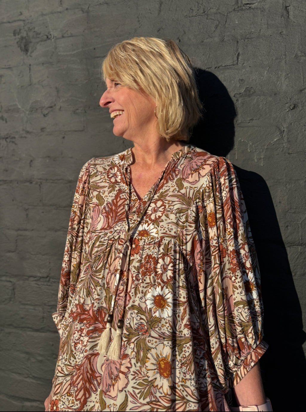 Bohemian Floral Maxi Dress: Beige Multi