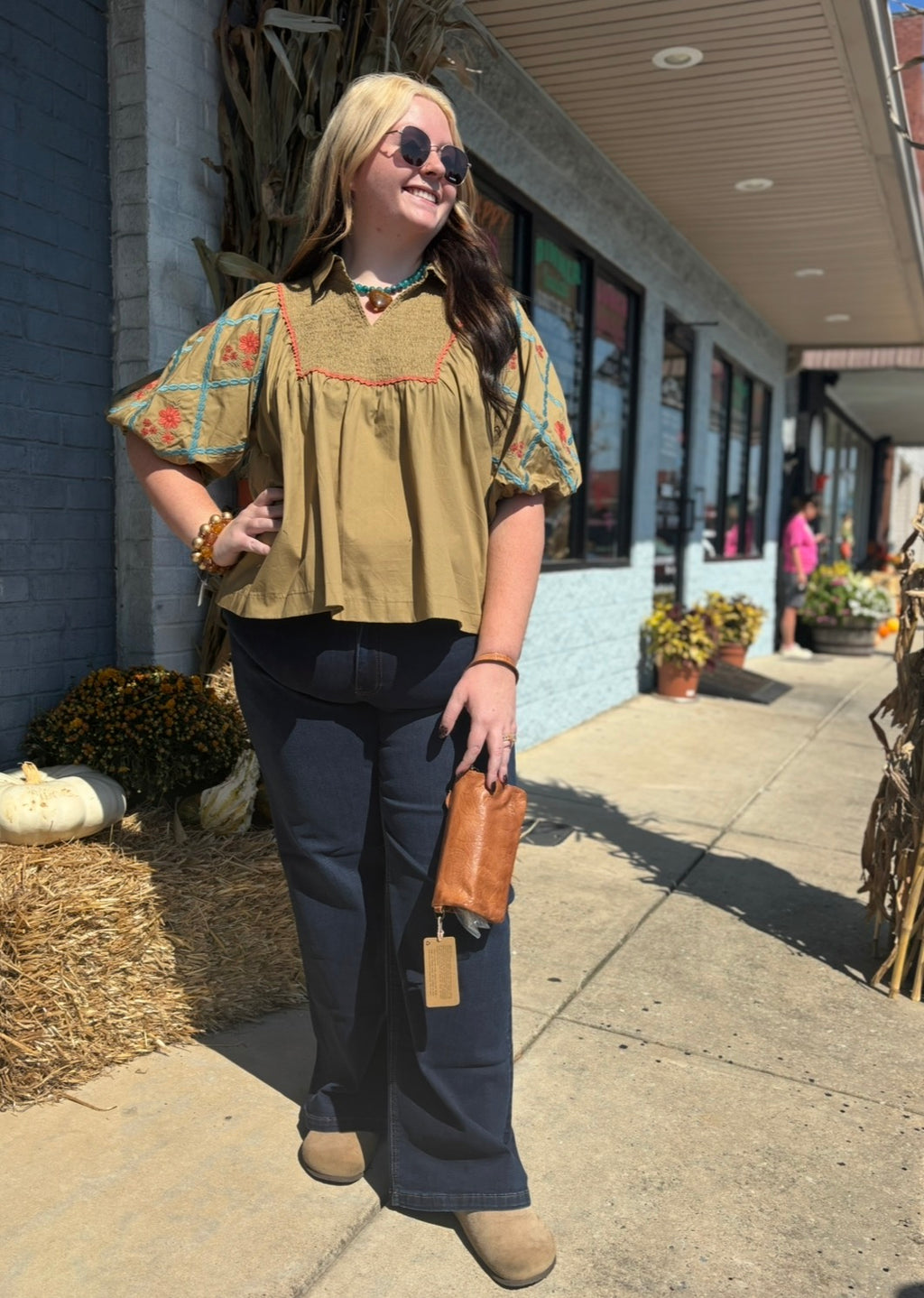 Plus Cotton Poplin Top: Thyme / Plus Size