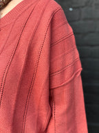 Oversized V Neck Knit Top