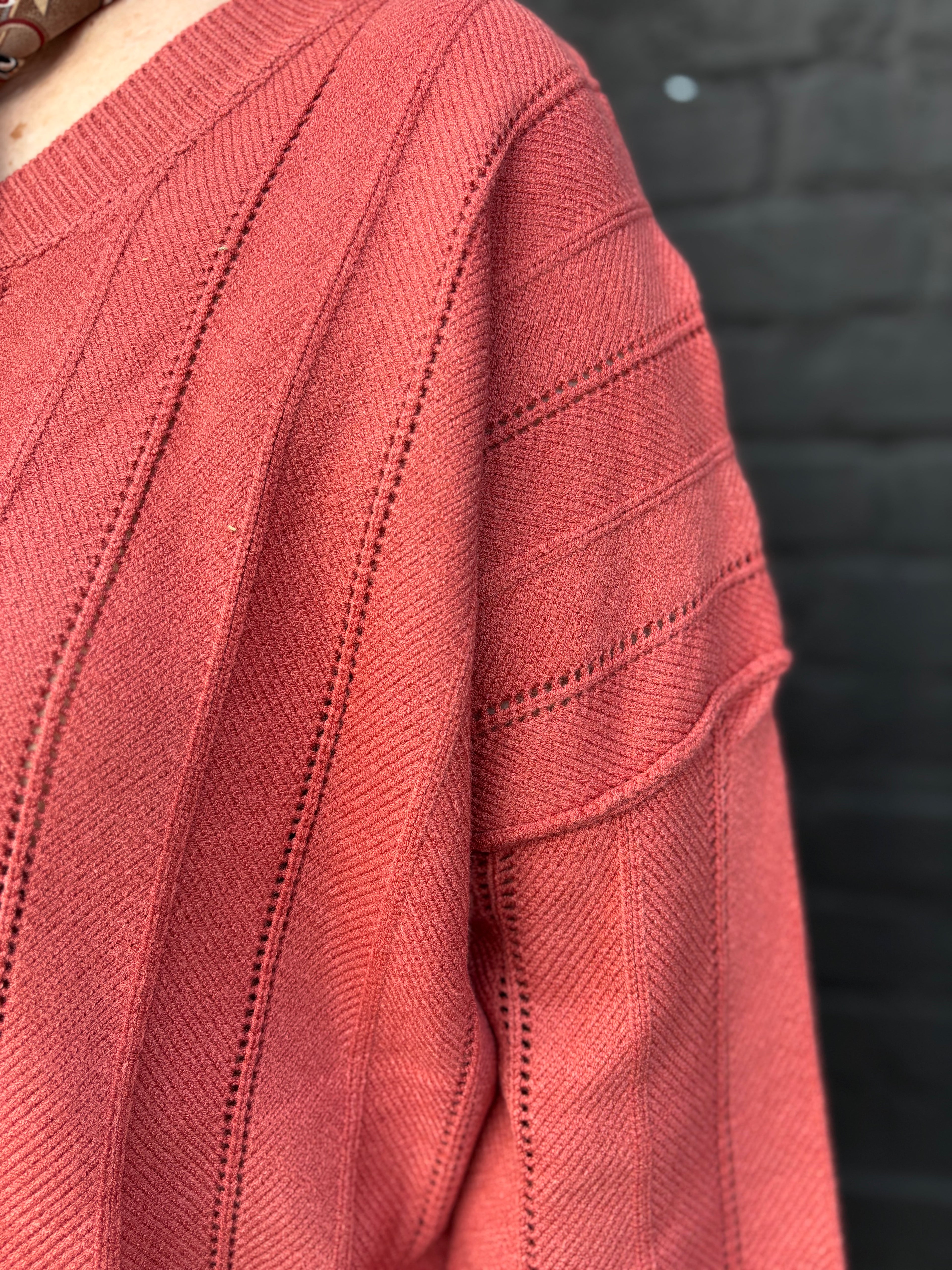 Oversized V Neck Knit Top