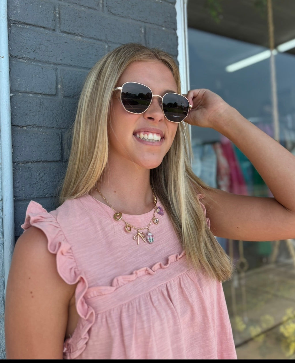 Blush Ruffle Detail Solid Knit Top