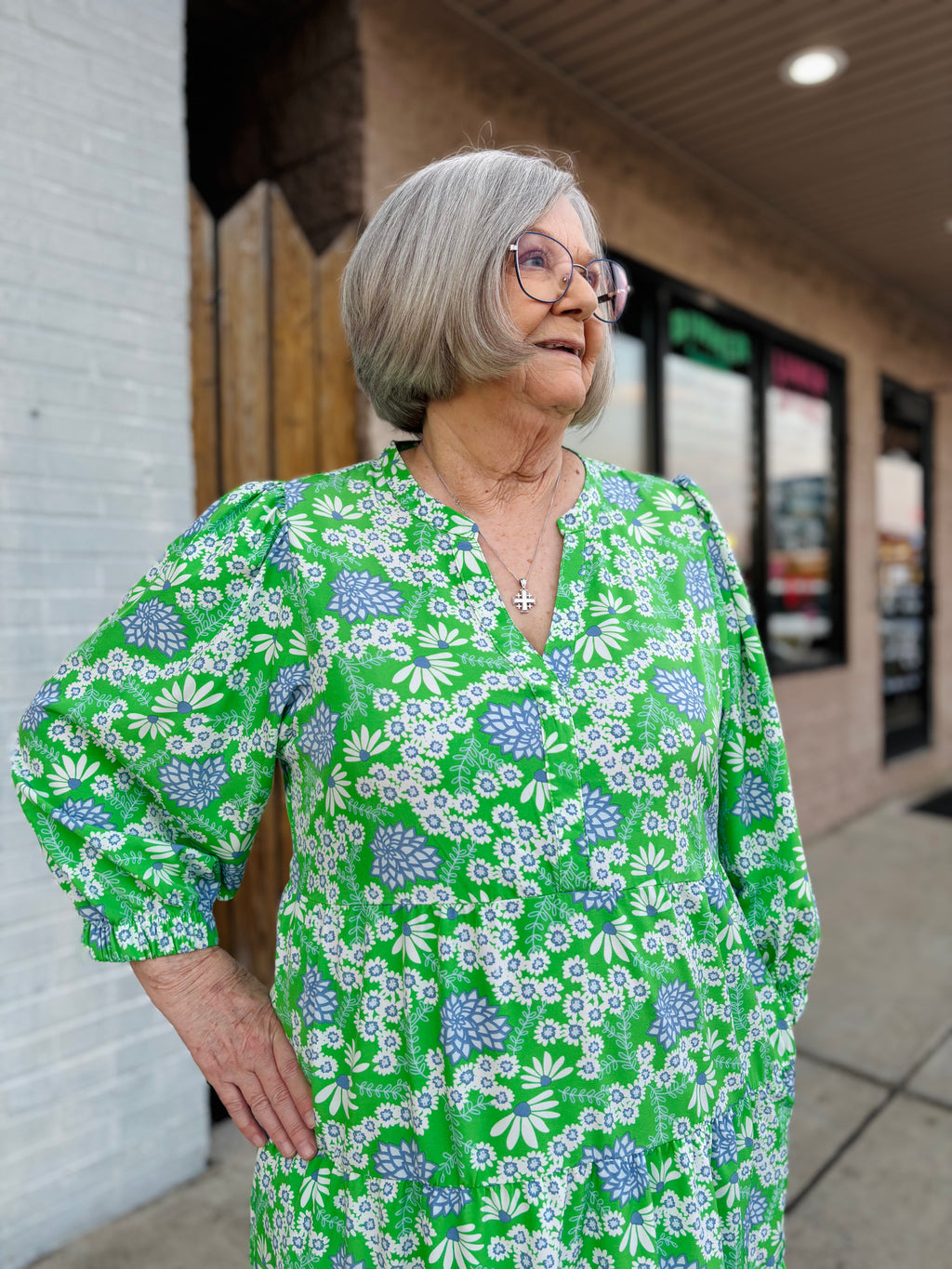 GREEN CAMERON DAISY CHAIN DRESS