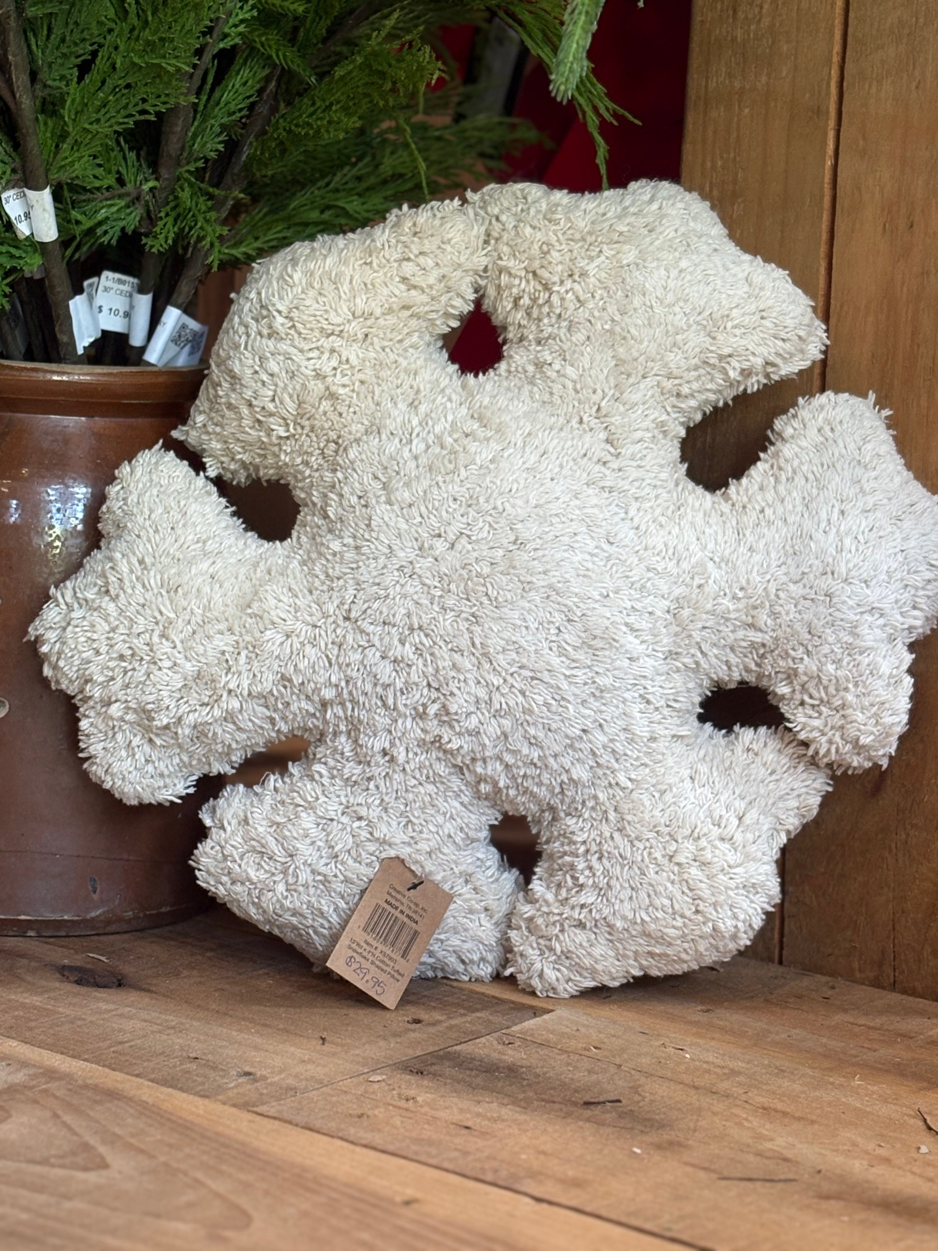 Cotton Tufted Snowflake Pillow