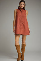Terracotta sleeveless shift dress
