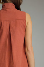 Terracotta sleeveless shift dress