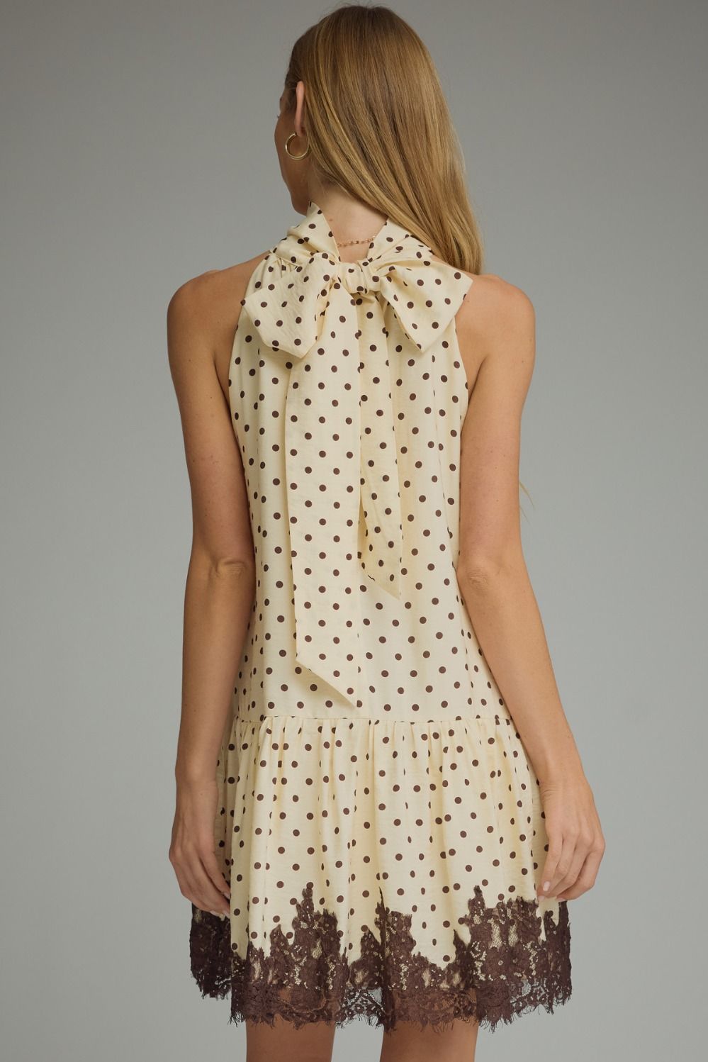 ECRU/CHOCOLATE POLKA DOT DRESS