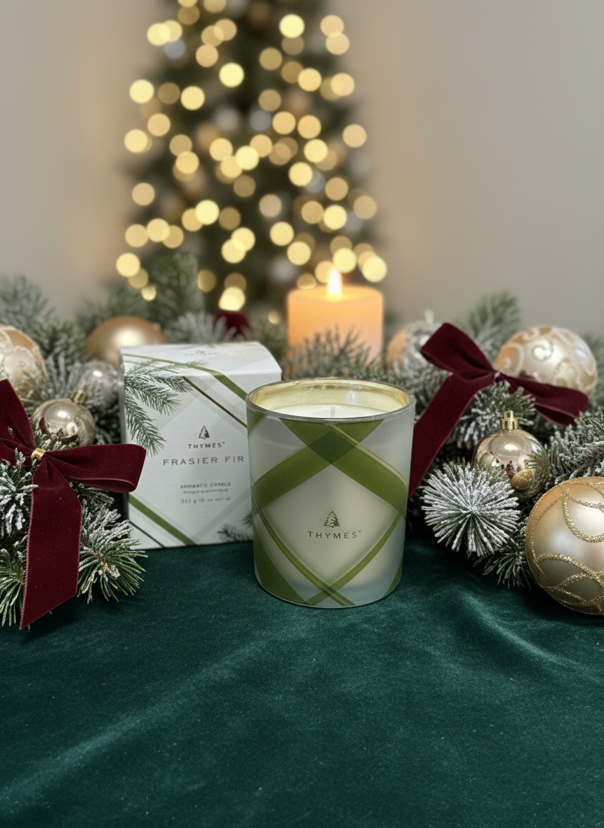FRASIER FIR FROSTED PLAID CANDLE