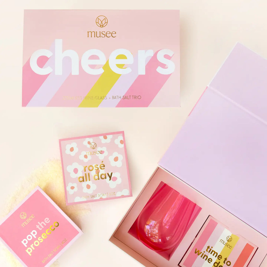 CHEERS WINE GLASS & BATH SALTS SET