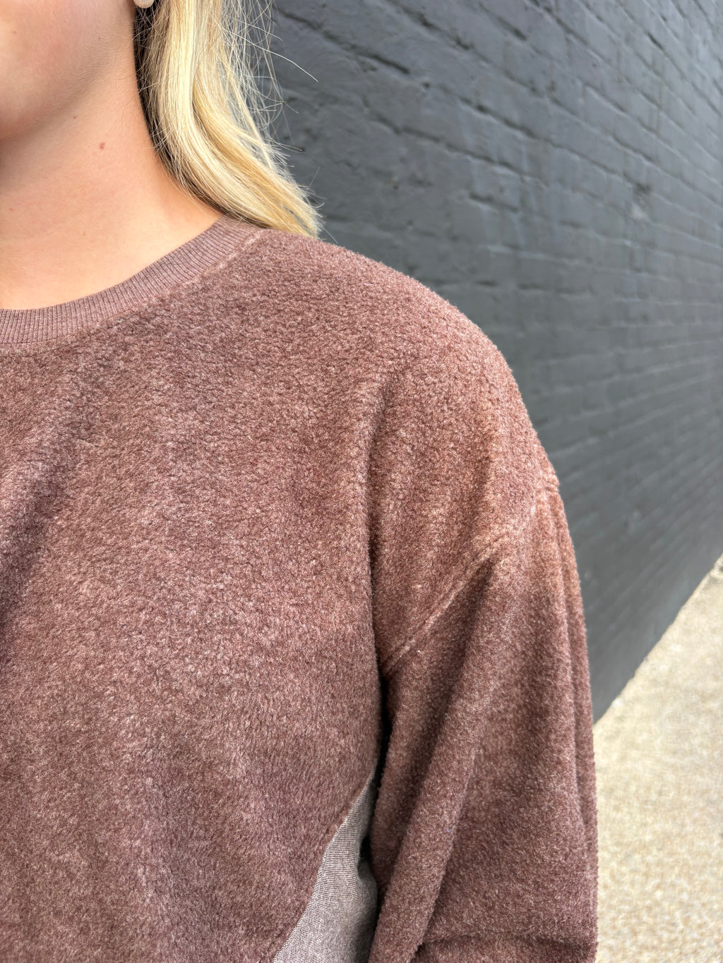DARK BROWN Contrast Sweatshirt & Shorts Set