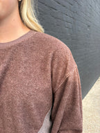 DARK BROWN Contrast Sweatshirt & Shorts Set