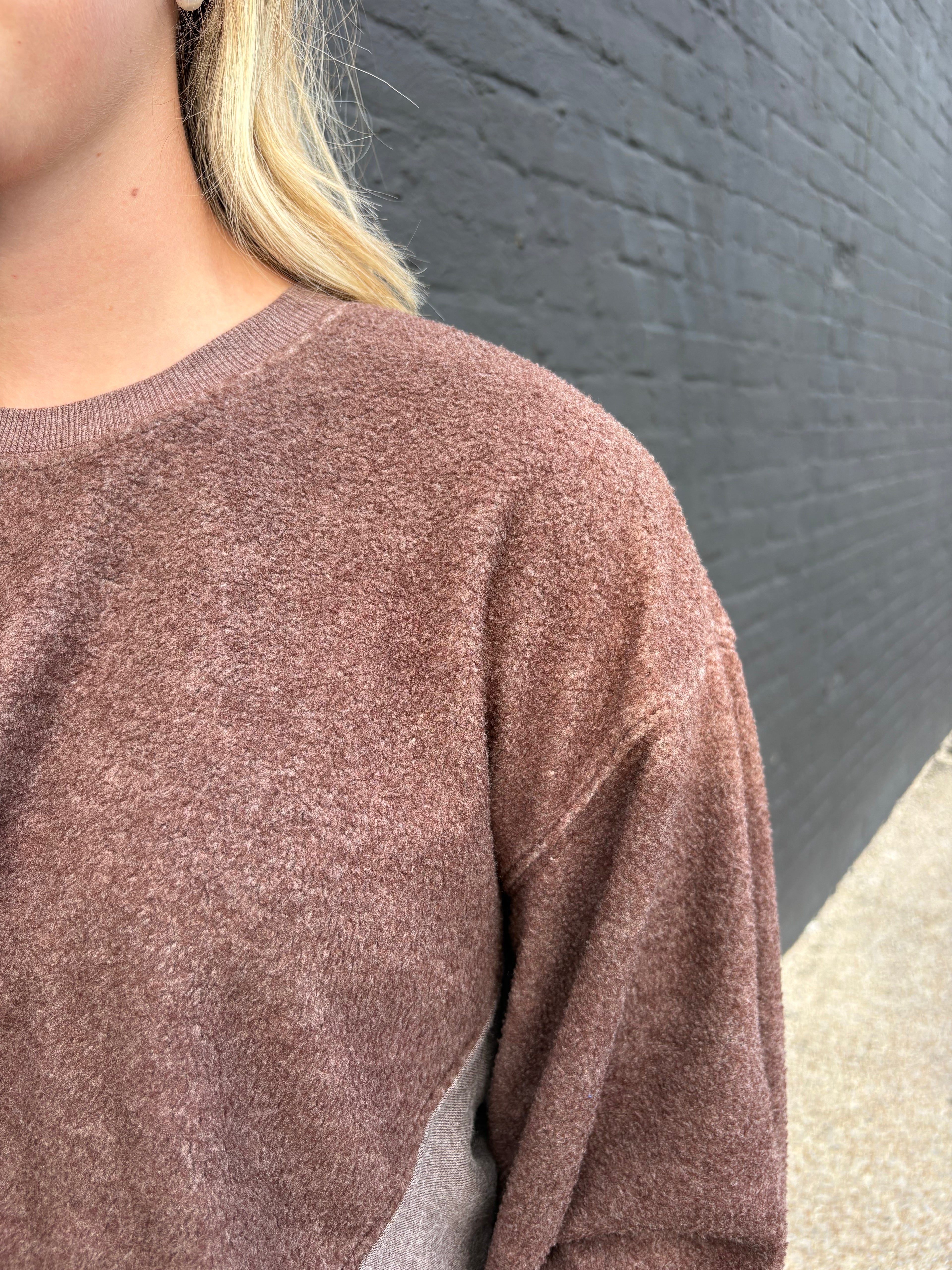 DARK BROWN Contrast Sweatshirt & Shorts Set
