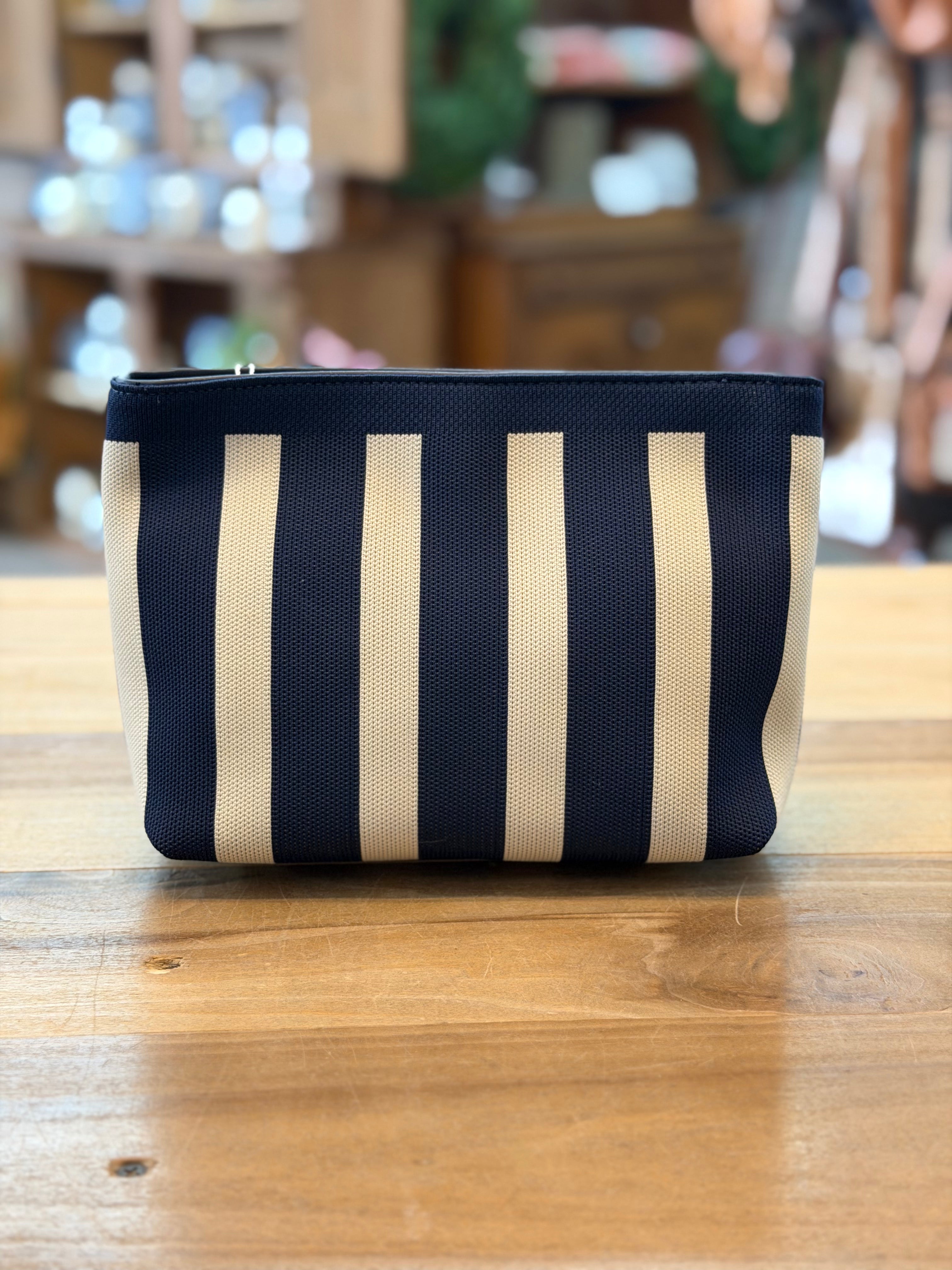 NAVY STRIPE ISLA ZIP POUCH