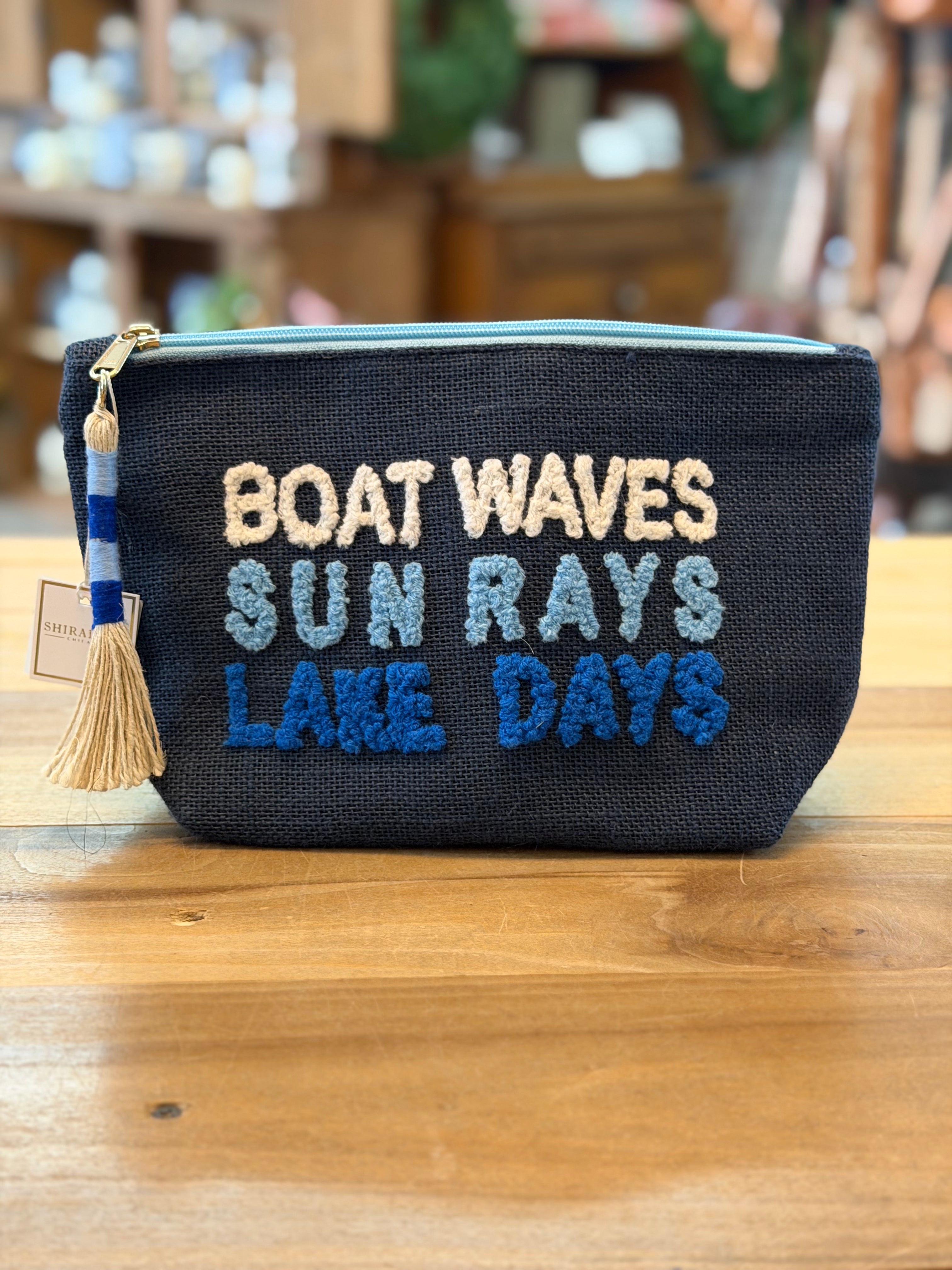 NAVY BOAT WAVES SUN RAYS POUCH