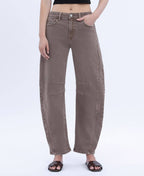 STONE HIGH RISE CROP BARREL JEANS