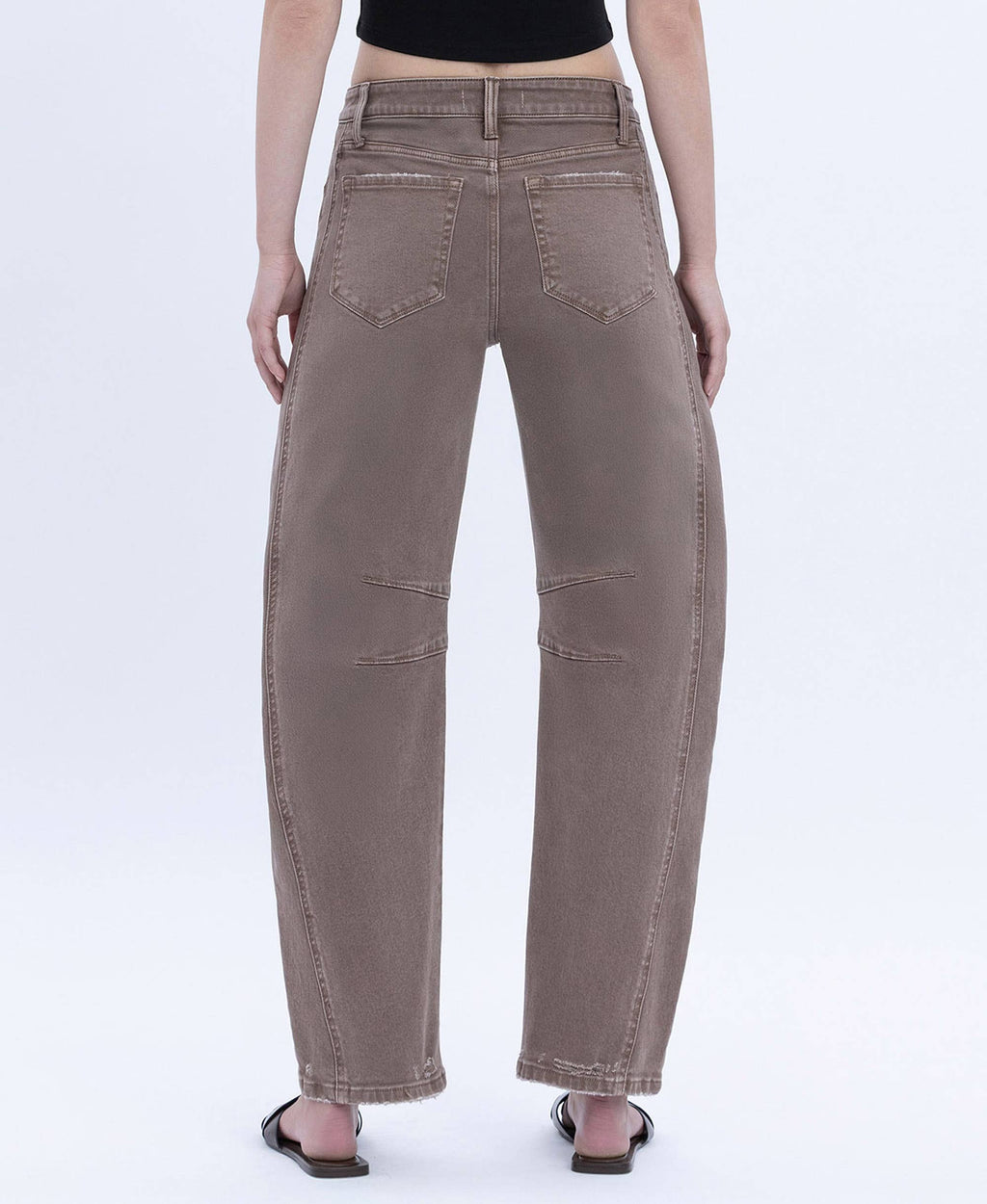 STONE HIGH RISE CROP BARREL JEANS