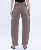 STONE HIGH RISE CROP BARREL JEANS