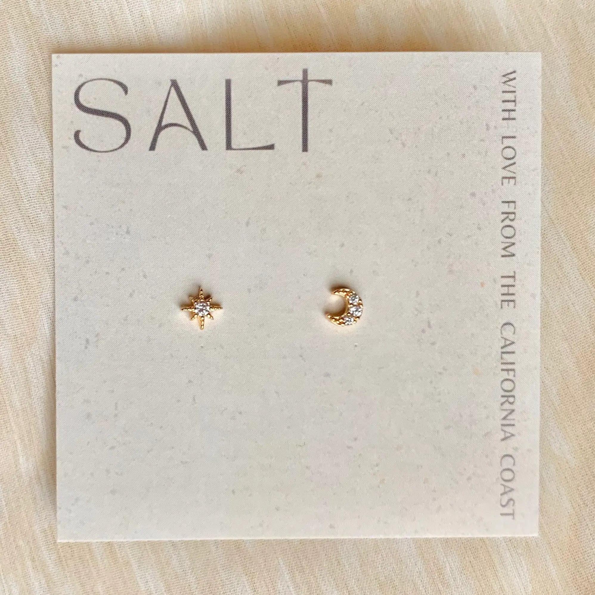 STAR & MOON STUDS/ GOLD