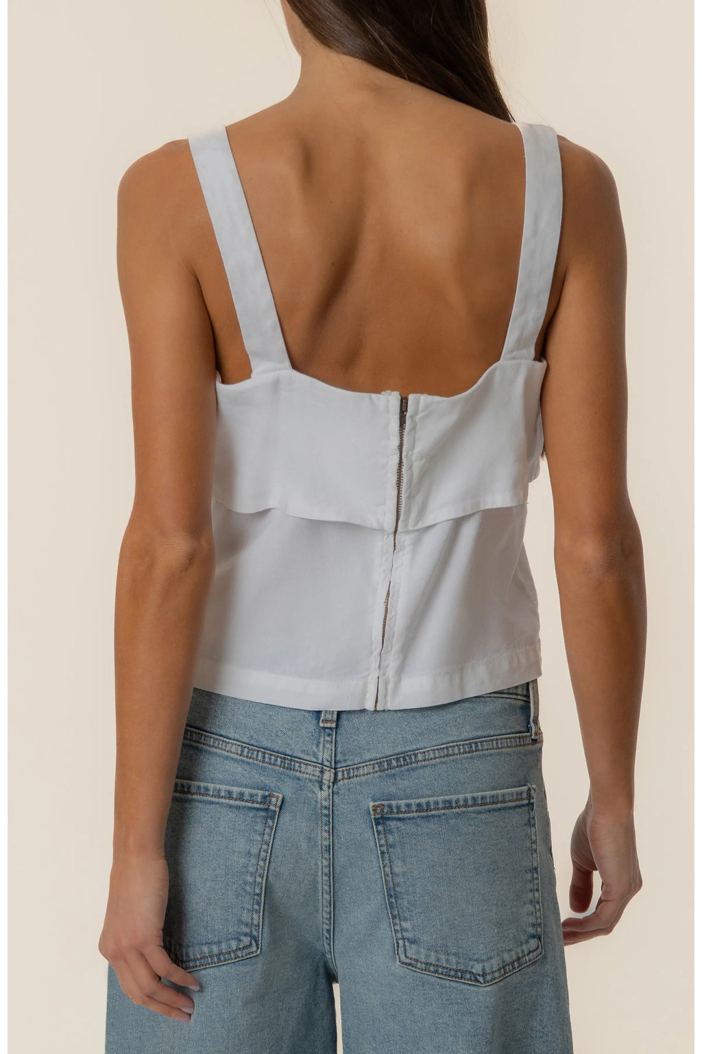 Melanie Crop Linen & Cotton Blend Tank
