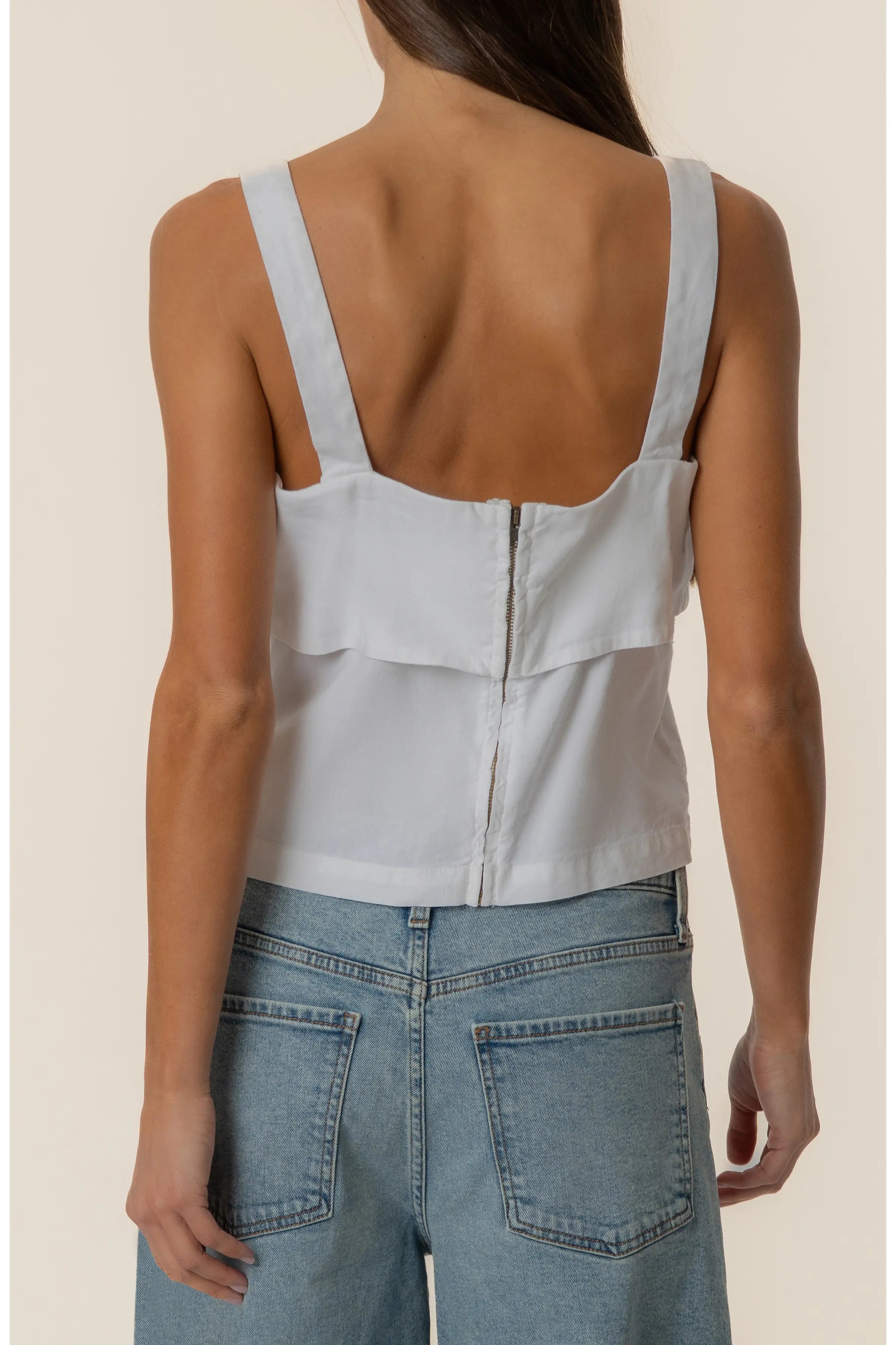 Melanie Crop Linen & Cotton Blend Tank