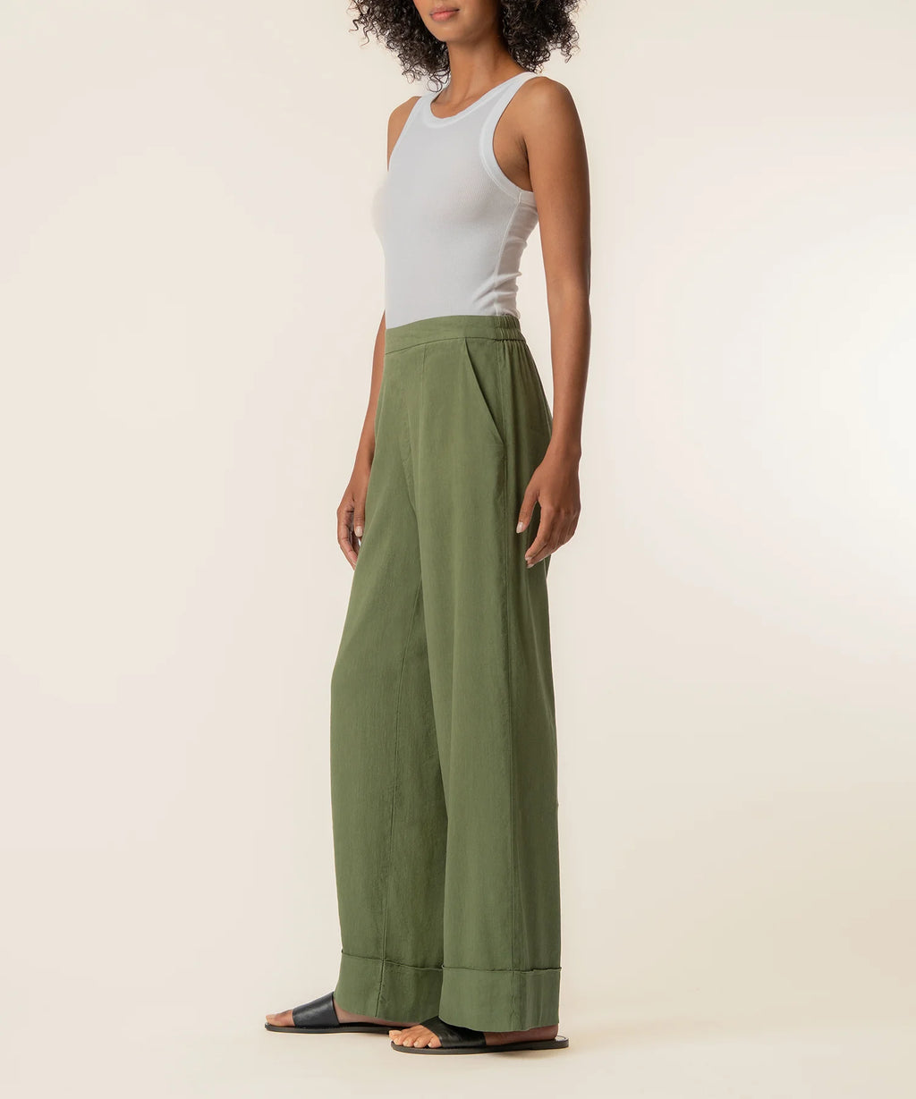 KUT Meg Linen High Rise Wide Leg in Dill