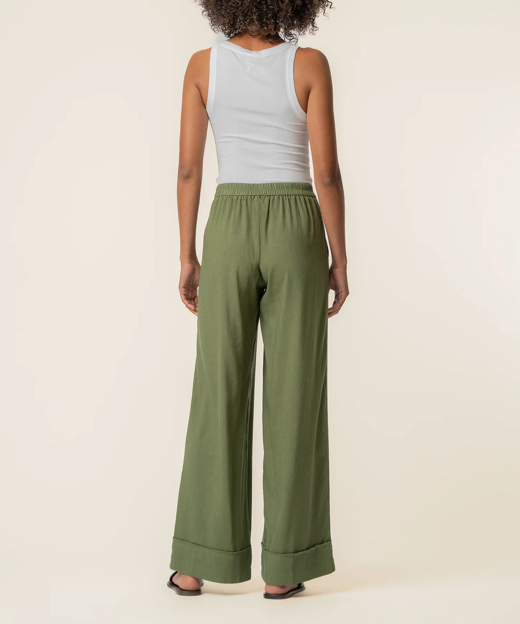 KUT Meg Linen High Rise Wide Leg in Dill