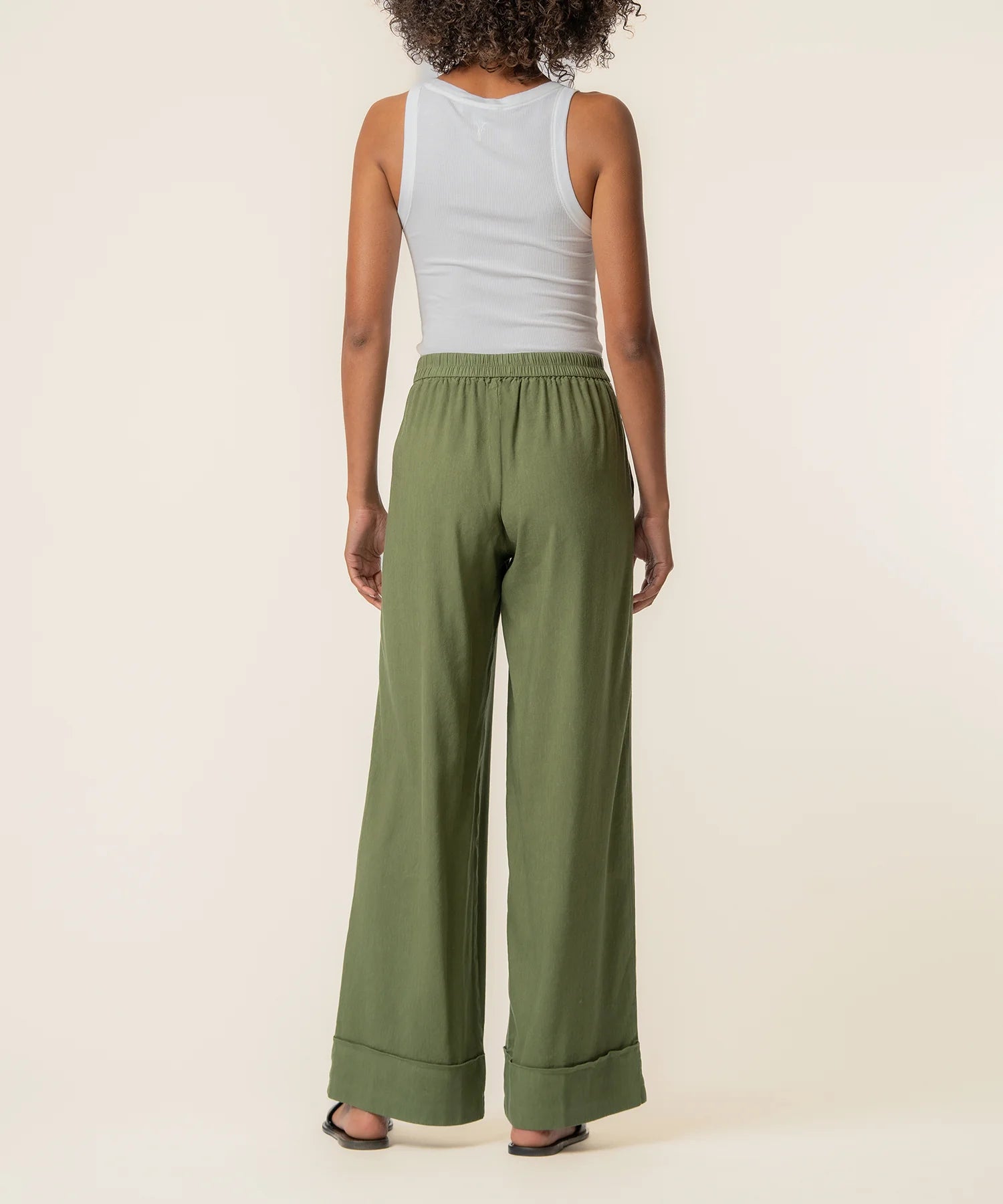 KUT Meg Linen High Rise Wide Leg in Dill