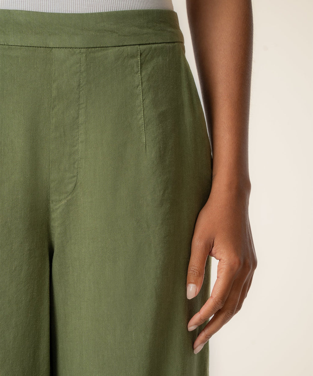 KUT Meg Linen High Rise Wide Leg in Dill