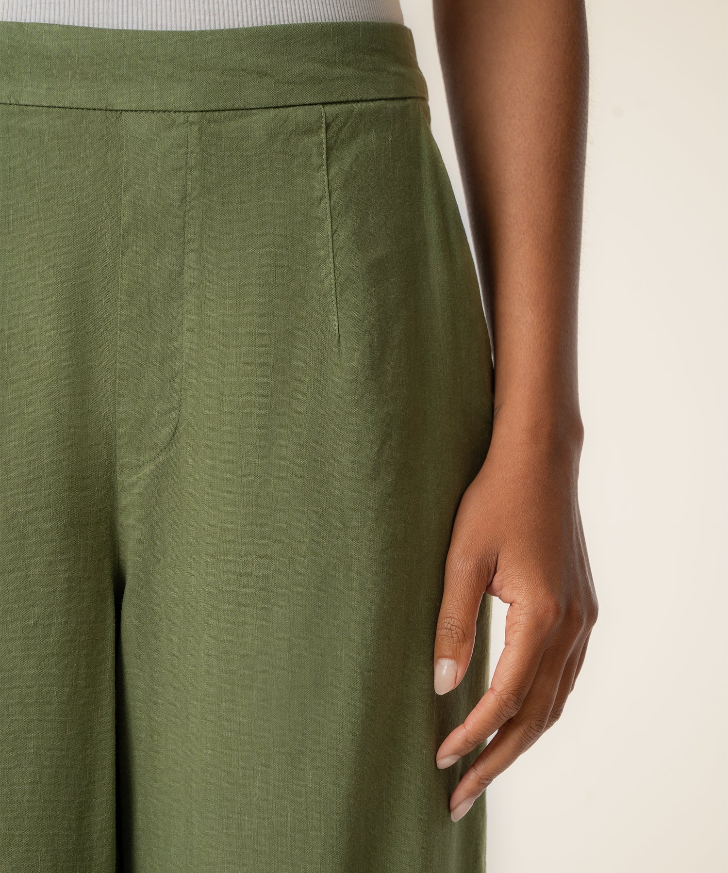 KUT Meg Linen High Rise Wide Leg in Dill