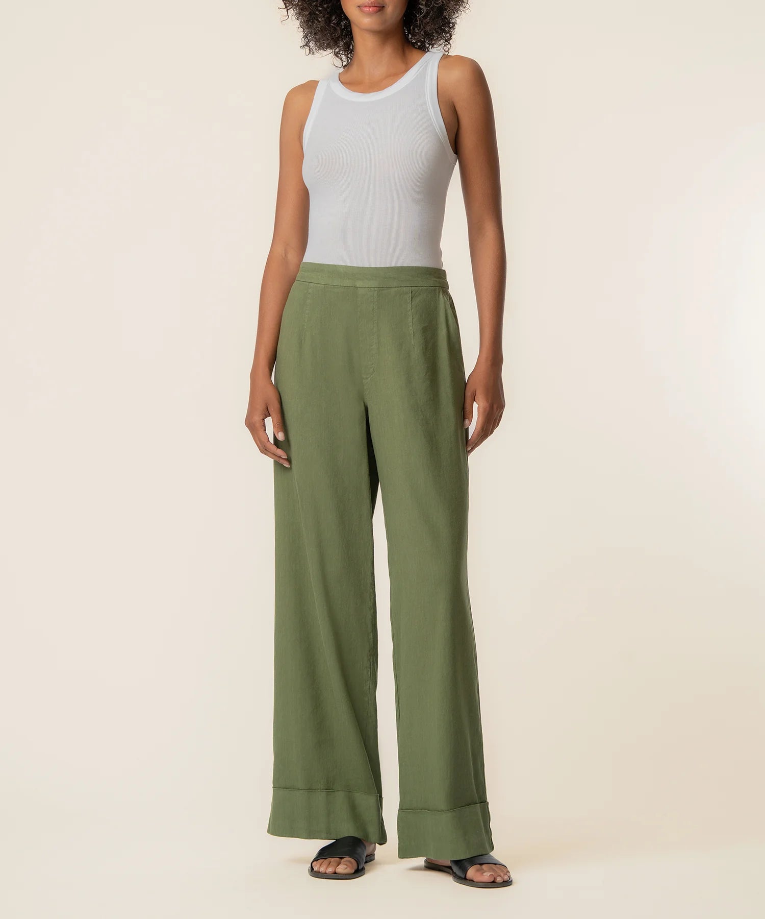 KUT Meg Linen High Rise Wide Leg in Dill