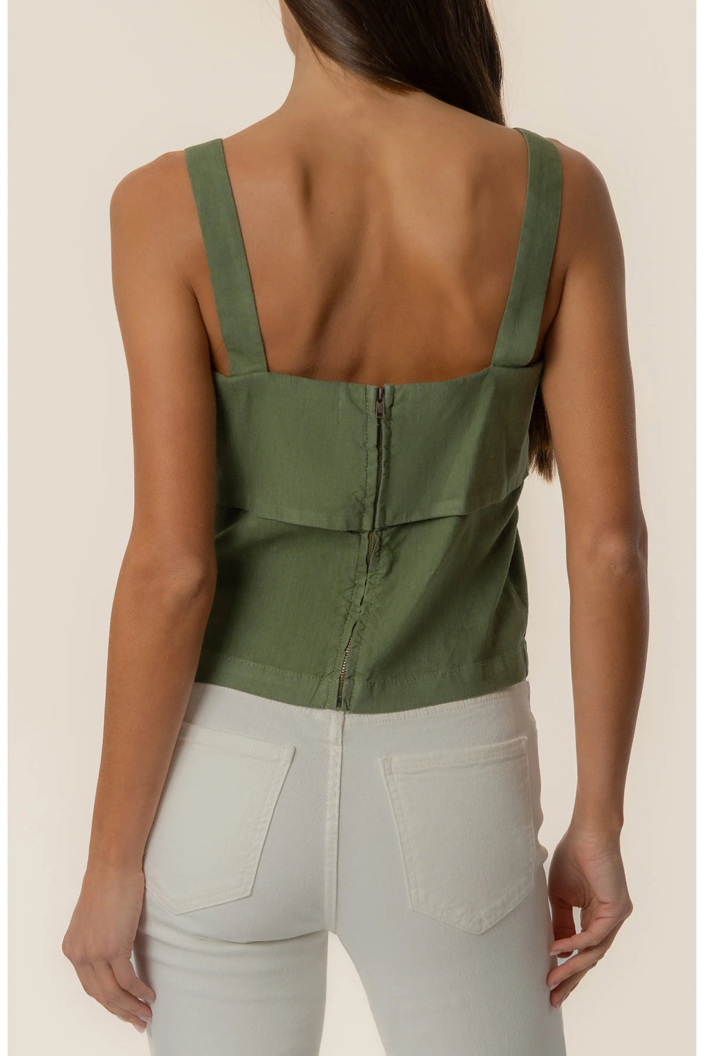 Melanie Crop Linen & Cotton Blend Tank