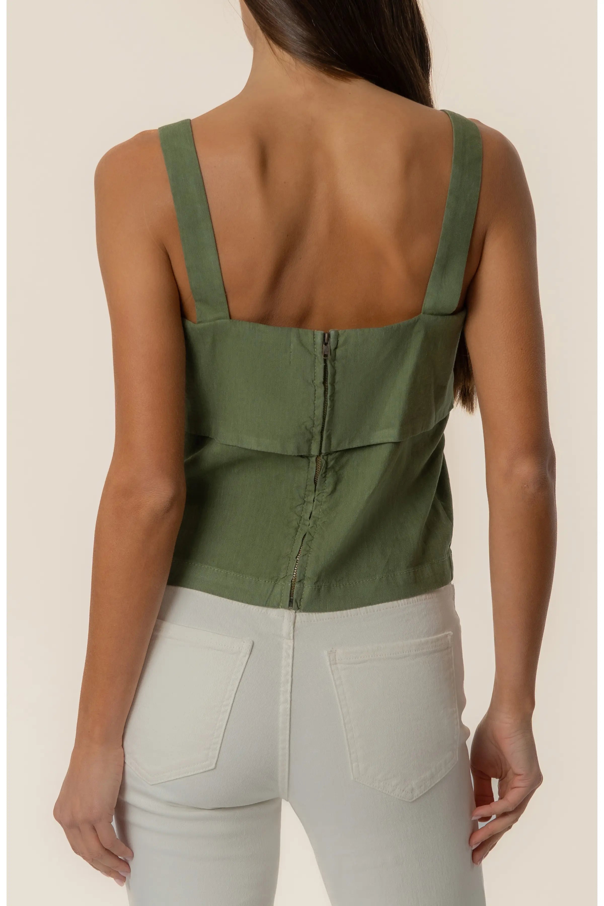 Melanie Crop Linen & Cotton Blend Tank