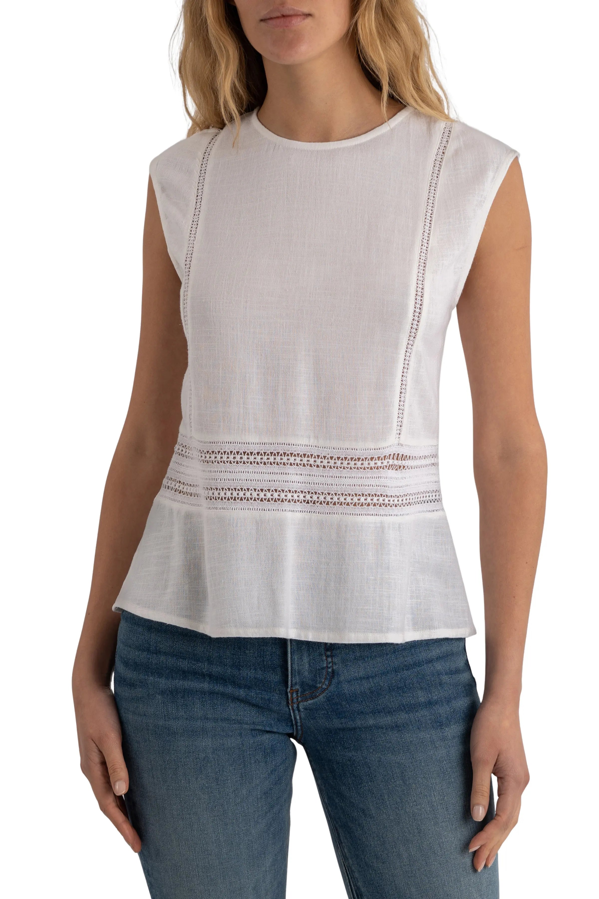 White CARLY- CROCHET LATTIC TANK TOP