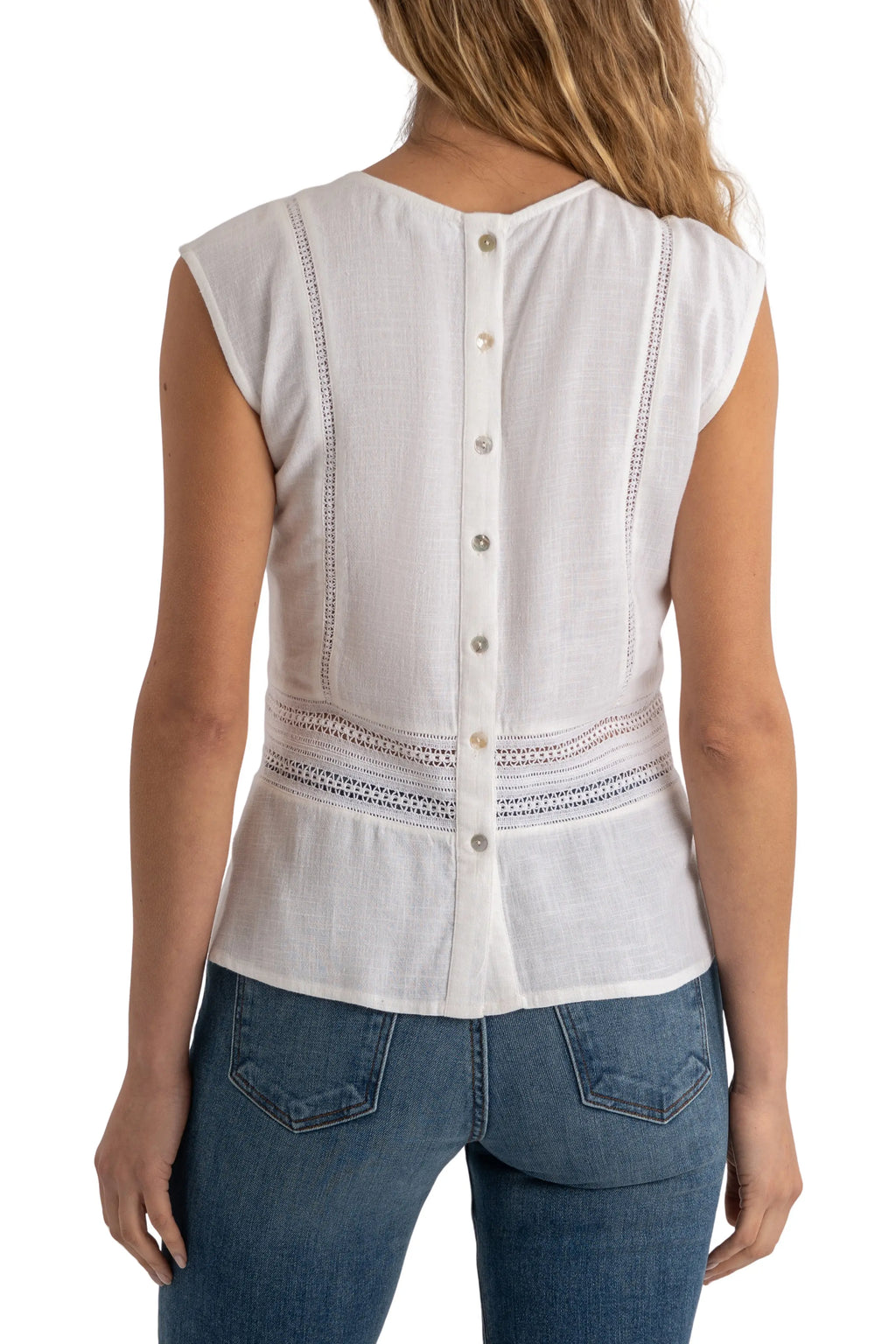 White CARLY- CROCHET LATTIC TANK TOP