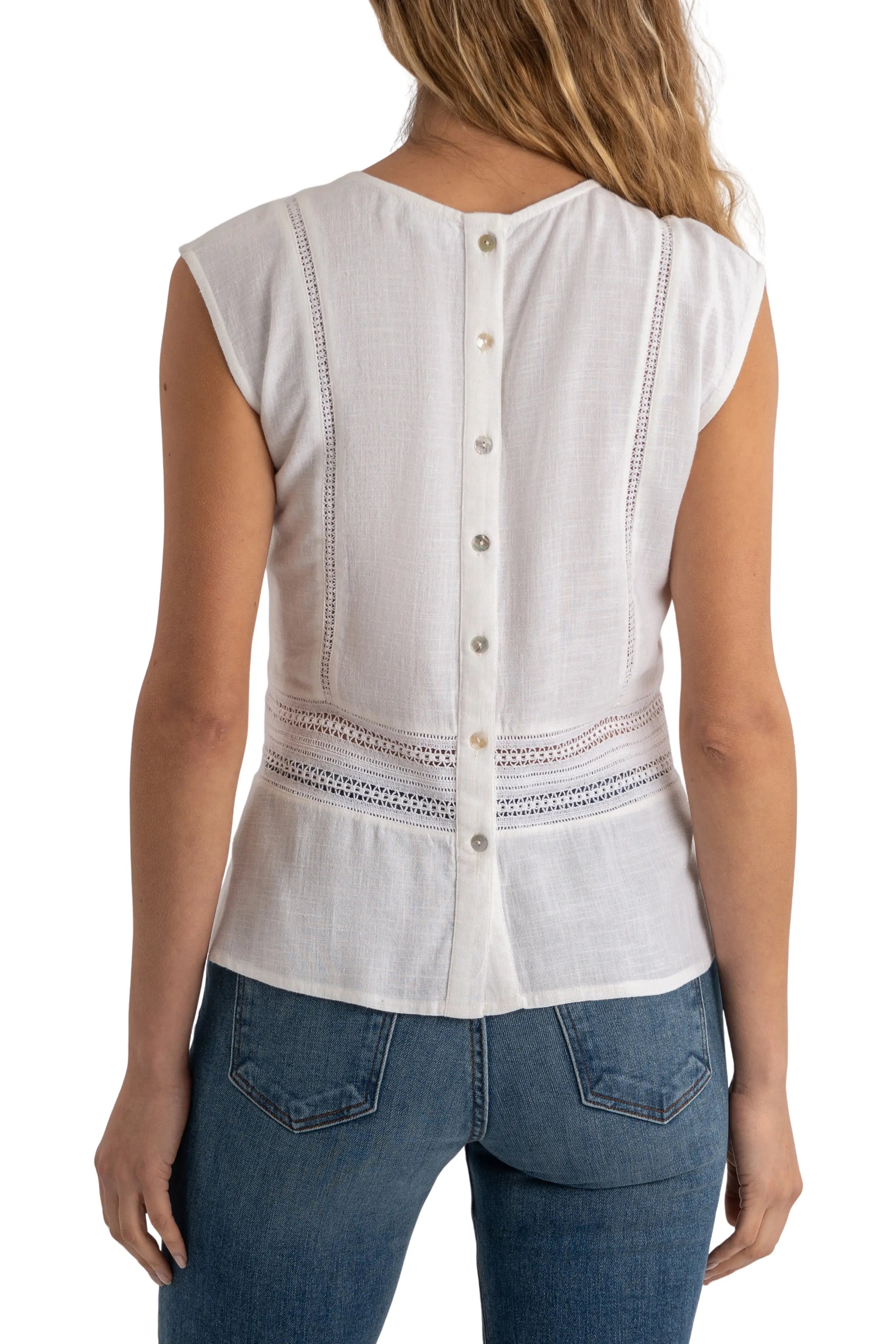 White CARLY- CROCHET LATTIC TANK TOP