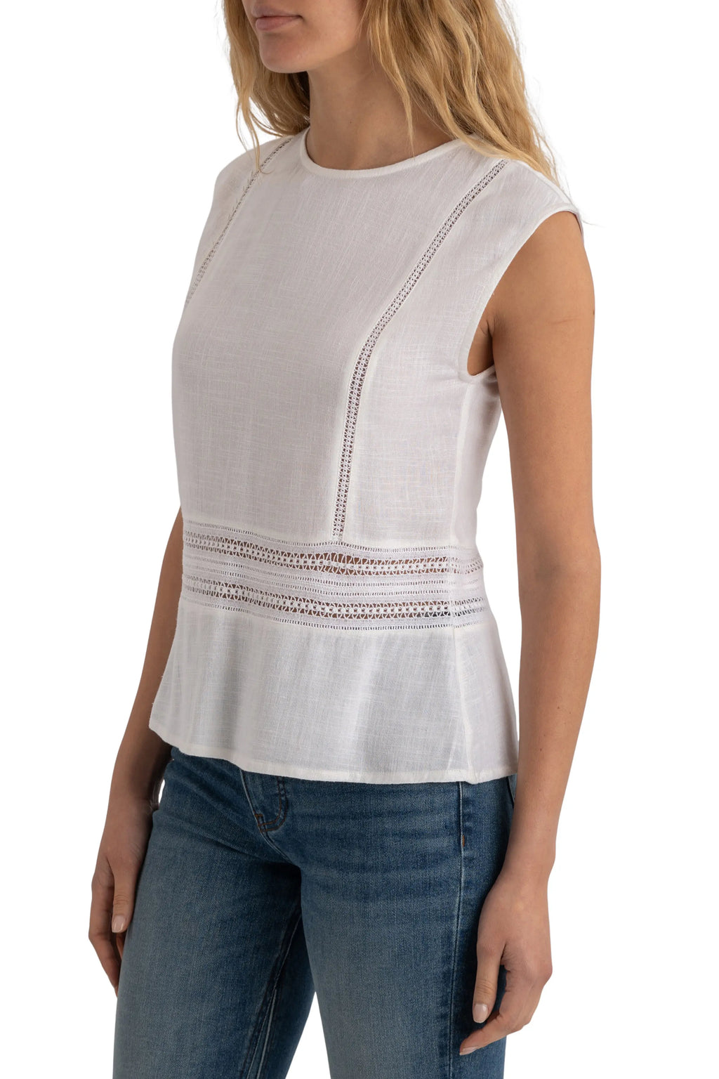 White CARLY- CROCHET LATTIC TANK TOP